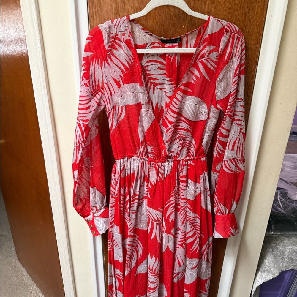 Tropical Red and White Maxi Dress